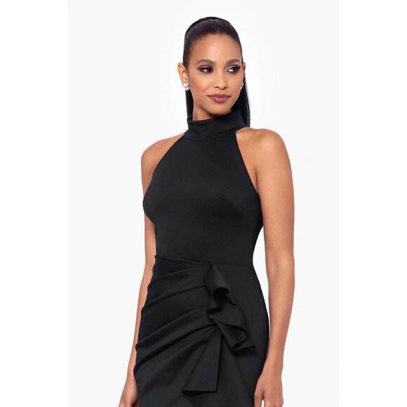 New Xscape Womens Black Halter Ruffle Gown Floor-Length Size 10P - Picture 13 of 13